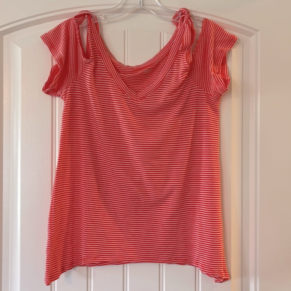 Ana, XS, off shoulder, orange & white